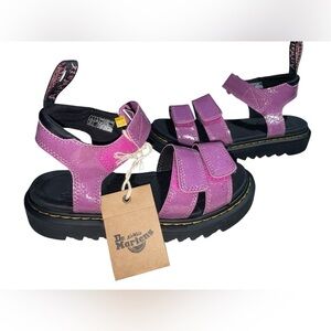 NEW Dr Martens Klaire Y Youth Strappy Sandals- Pink Cosmic Glitter